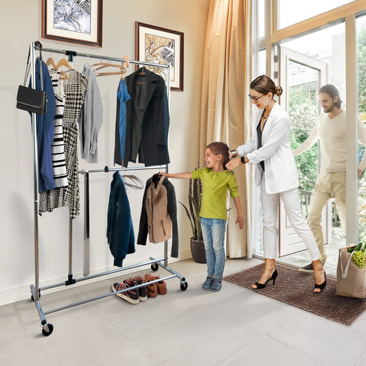 Tatkraft Marvel, robusto stand appendiabiti da terra, appendiabiti su ruote, stender