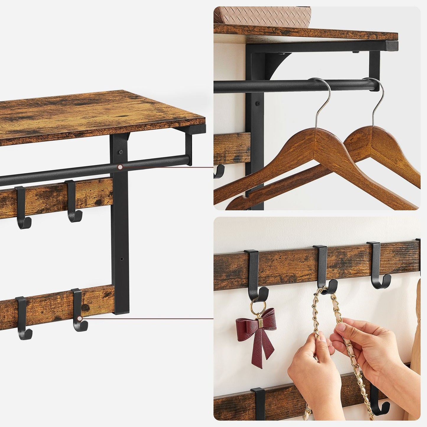 Vasagle, guardaroba da parete con stile industriale di archiviazione, 6
