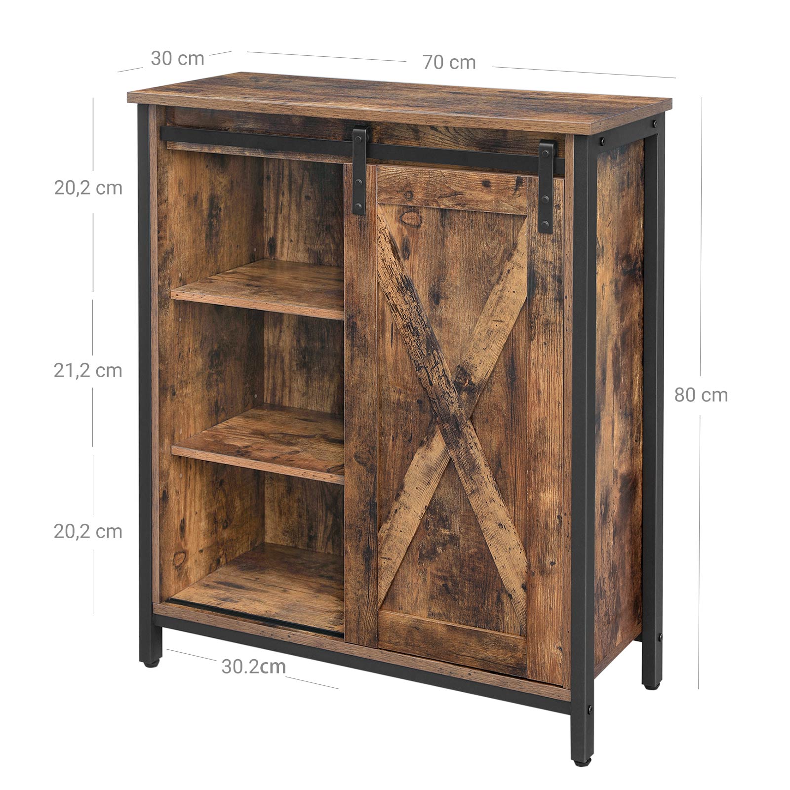 Credenza con scomparti aperti, mobile legno, credenza legno vintage, Vasagle, 3