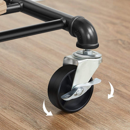 SONGMICS - appendiabiti in design industriale, capacità di carico fino a 110 kg, appendiabiti su rotelle, 2 aste appendiabiti, in metallo, nero