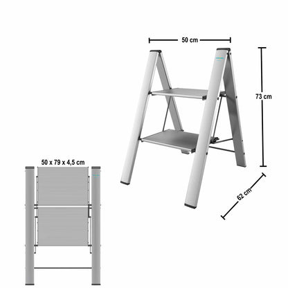 Scaletta in alluminio, 2 gradini, 50X79X62 cm - Colombo