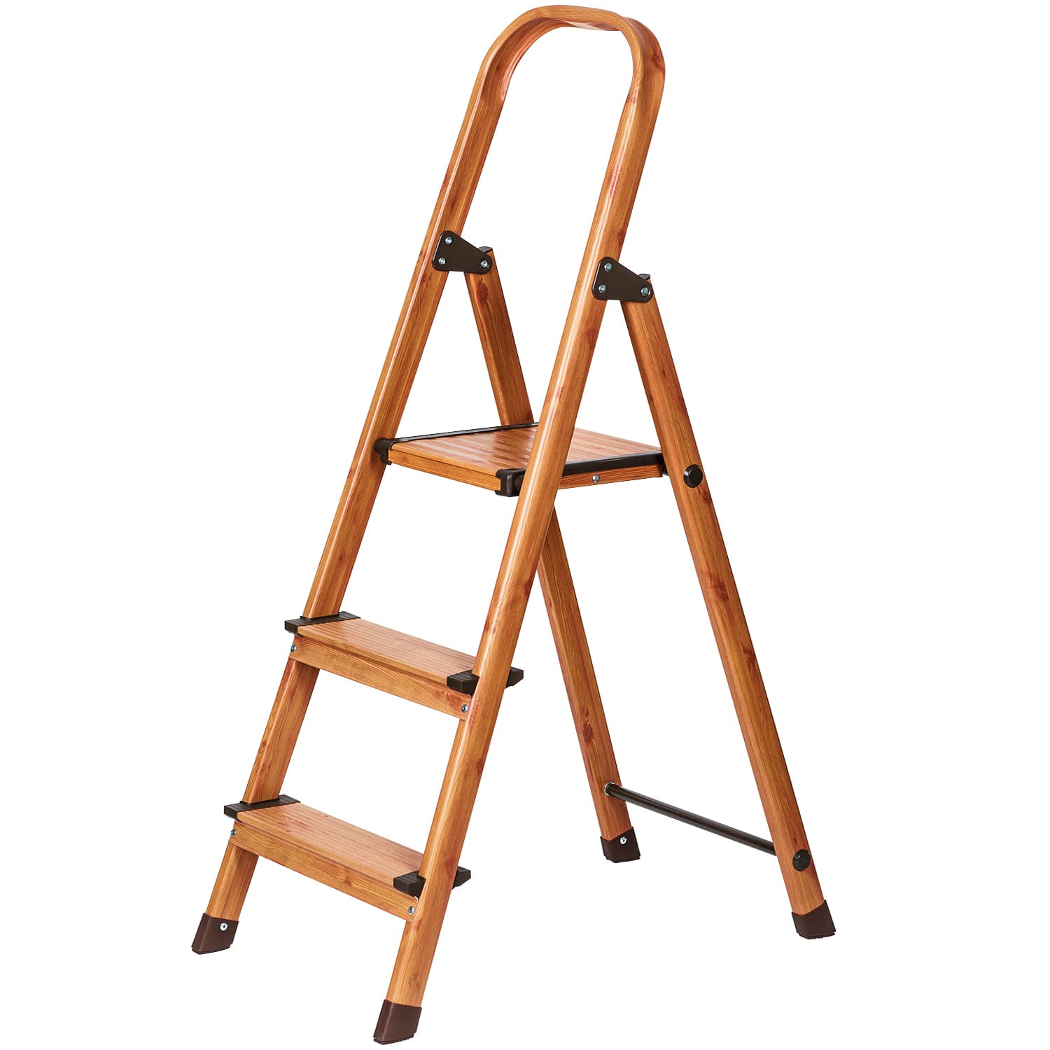 Scaletta pieghevole,Scaletta 3 gradini, antiscivolo, Legno scandinavo, portare fino a 150 kg, Tatkraft Upgrade 3, 1