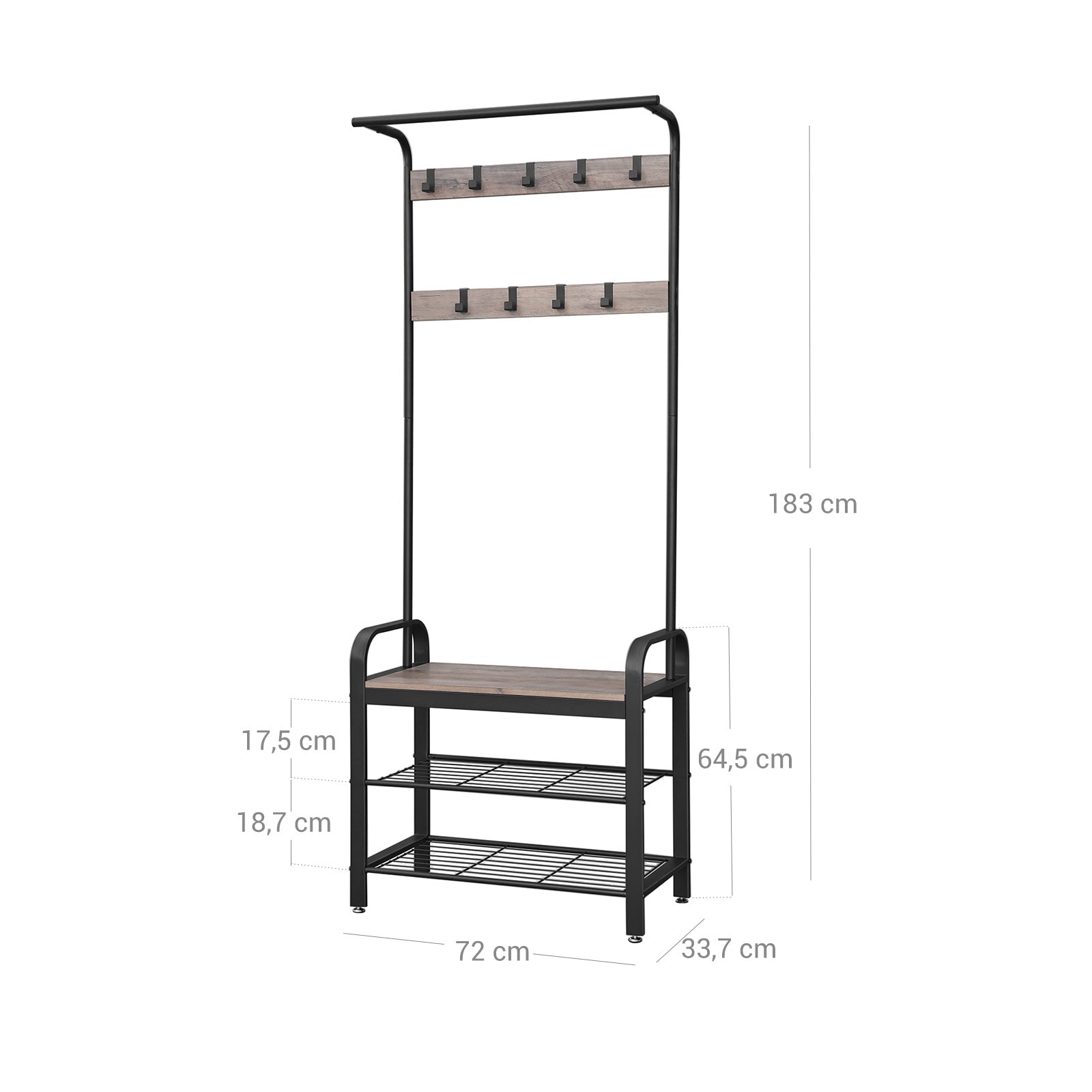 Vasagle, appendiabiti autoportante altezza di 183 cm 