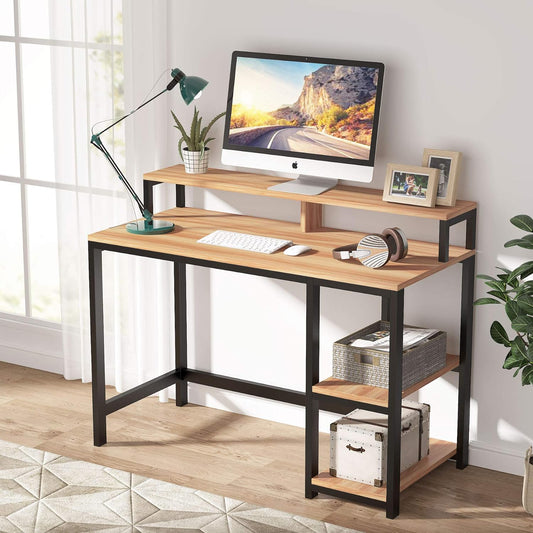 Scrivania per computer, con supporto per monitor, scrivania moderna per studio, scrivania per PC