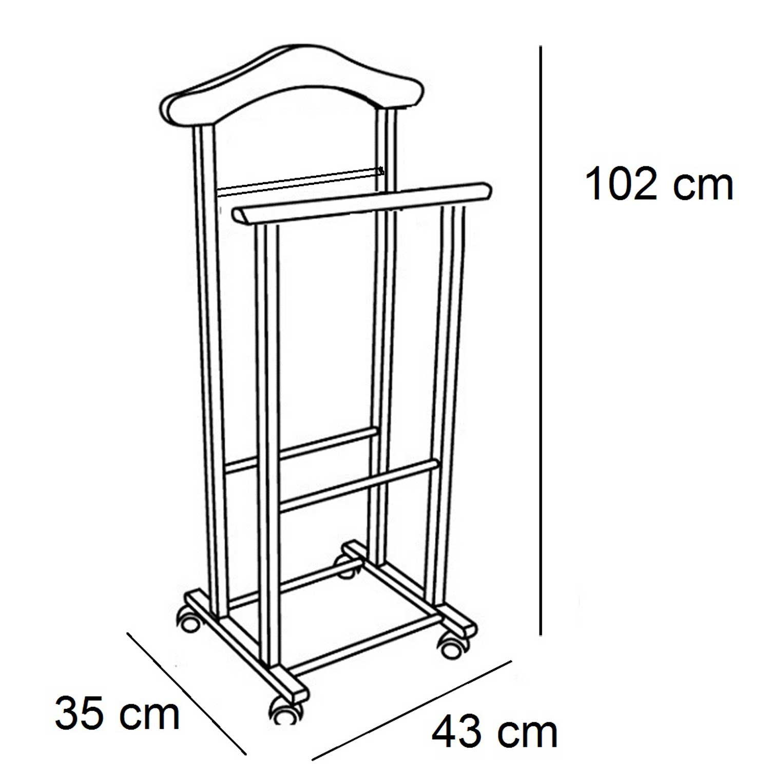 Servo Muto, su Ruote, Legno di Faggio, Servo Muto Moderno, per Uomo e Donna, ARIT ATRI, 5