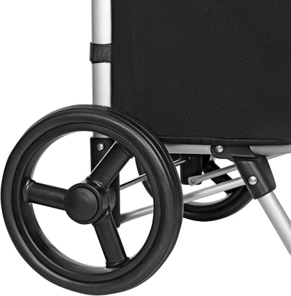 Carrello spesa, carrello della spesa, carrello portaspesa, 40L, Tasche, Rotelle Silenziose, Ganci, Nero, Songmics, 5