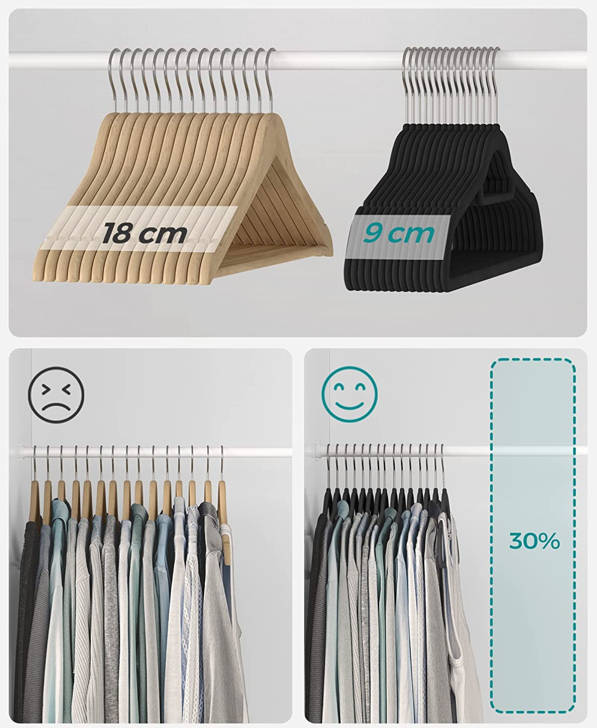 HOUSE DAY Grucce In Velluto Appendiabiti 50 Pezzi Antiscivolo - Foto 7