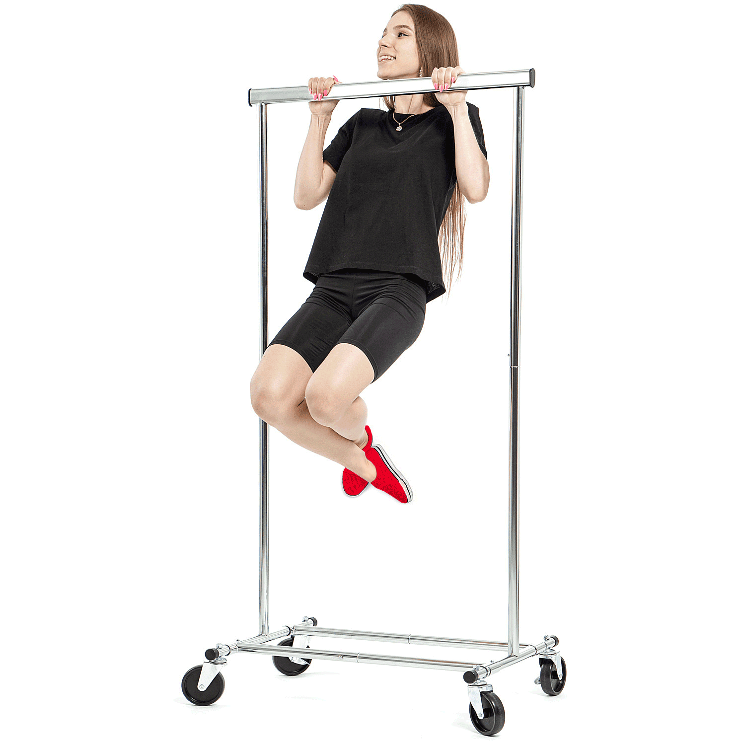 Stand Appendiabiti, Portata fino a 100 kg, Pieghevole, Appendiabiti con Ruote, Asta allungabile, Tatkraft Darren, 1