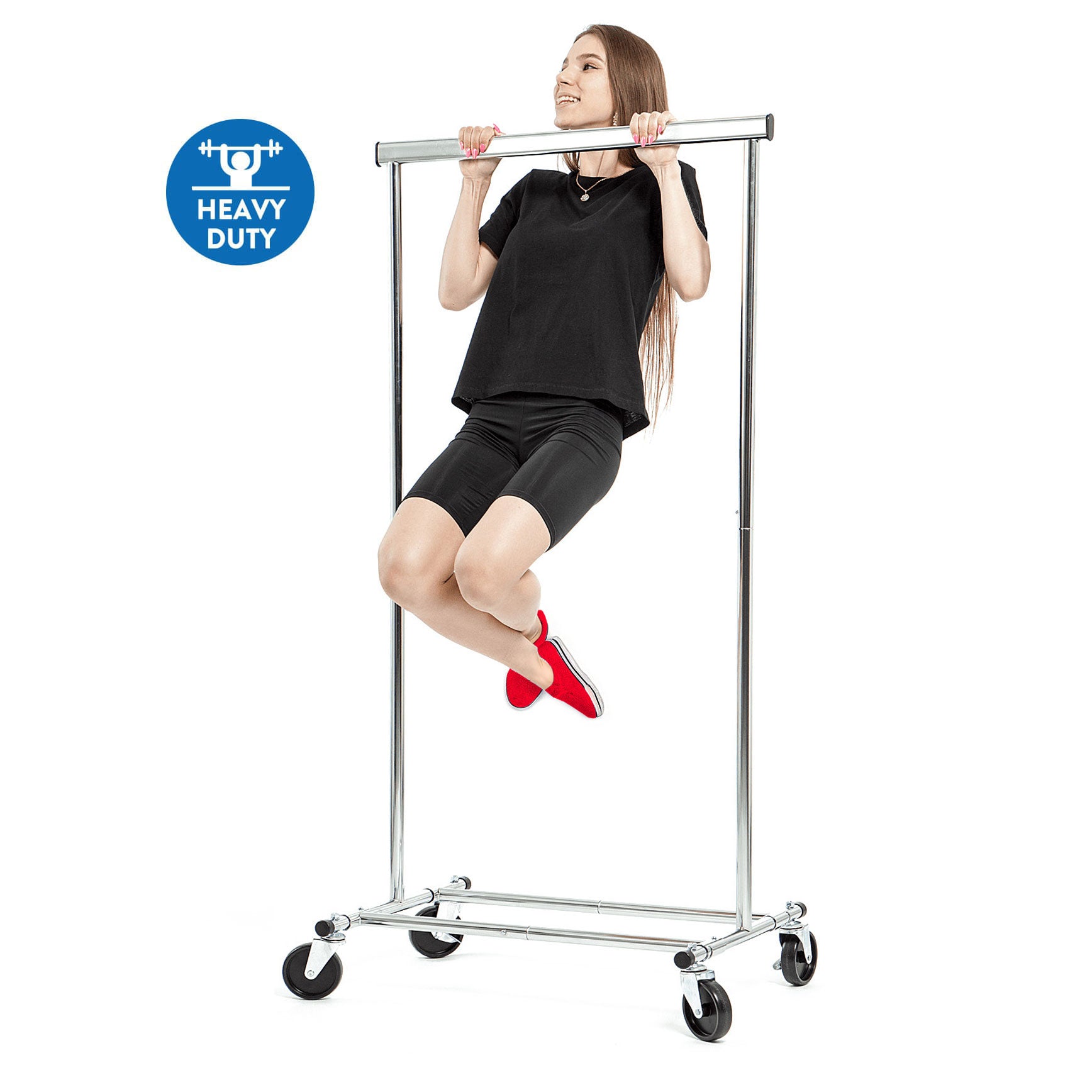 Stand Appendiabiti, Portata fino a 100 kg, Pieghevole, Appendiabiti con Ruote, Asta allungabile, Tatkraft Darren, 3