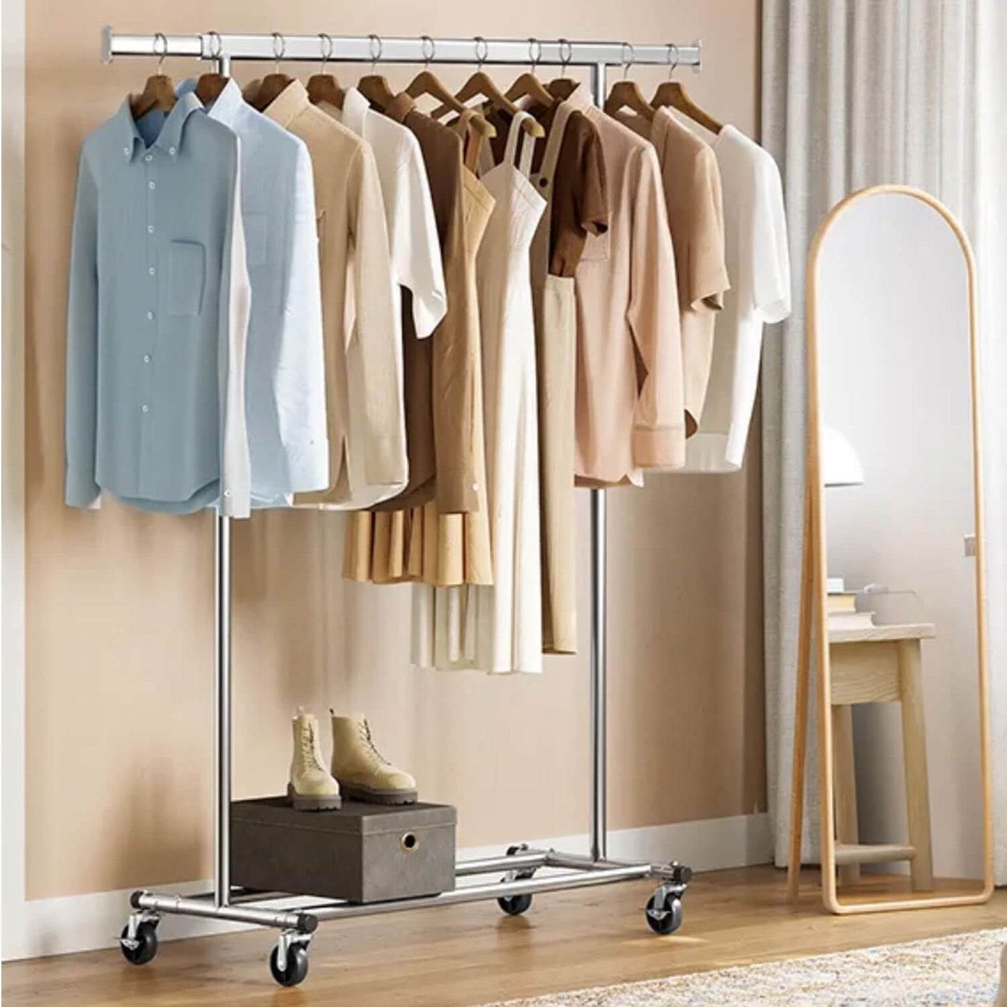 Stand Appendiabiti, Rella Appendiabiti, Appendiabiti con Ruote, Portata 90 kg, Pieghevole, SONGMICS, 1