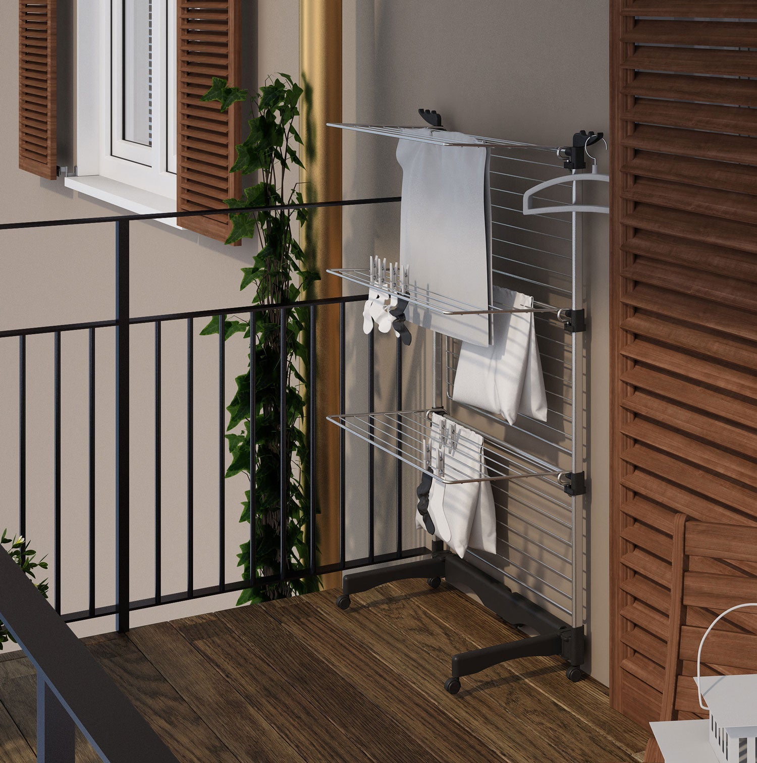 Lntyq Stendibiancheria da parete, salvaspazio, per lavanderia, balcone Lntyq Stendibiancheria da parete, salvaspazio, per lavanderia, balcone