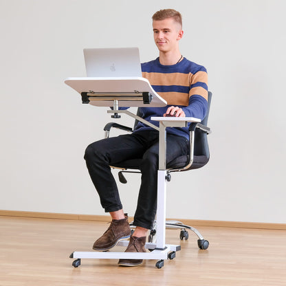 Tavolino Regolabile per Laptop, Tavolino da Letto, Tavolino per Divano, con Supporto per Mouse, con Ruote, Tatkraft Like, 14