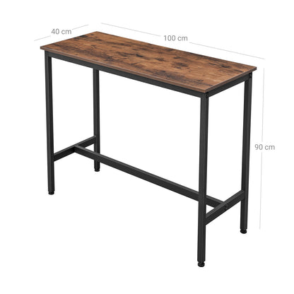 VASAGLE - Tavolo da Bar, rettangolare, 100 x 40 x 90 cm, Tavolo da bar alto, con Robusto telaio in metallo